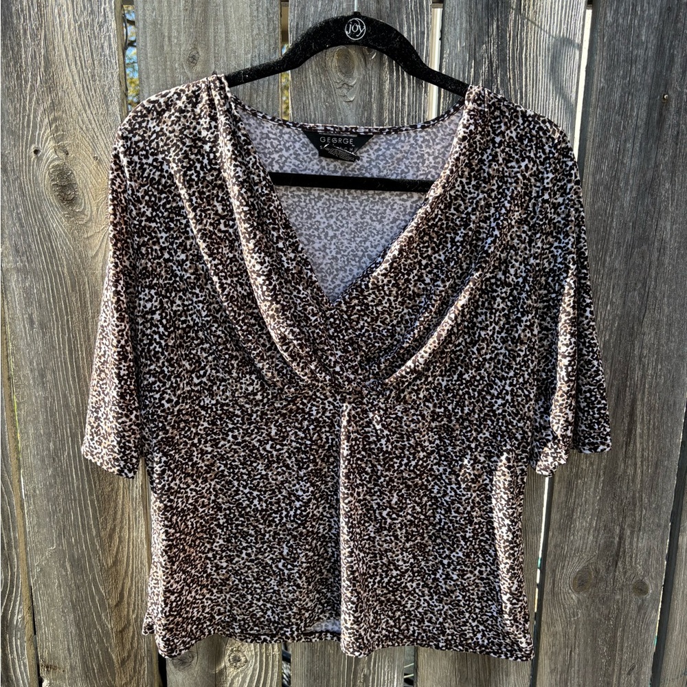 Vintage Y2K Brown Animal Print Babydoll Top